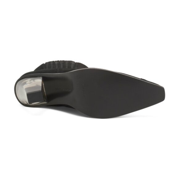 GOOD AMERICAN Suede Clear Heel Cowboy Booties - Picture 3 of 3